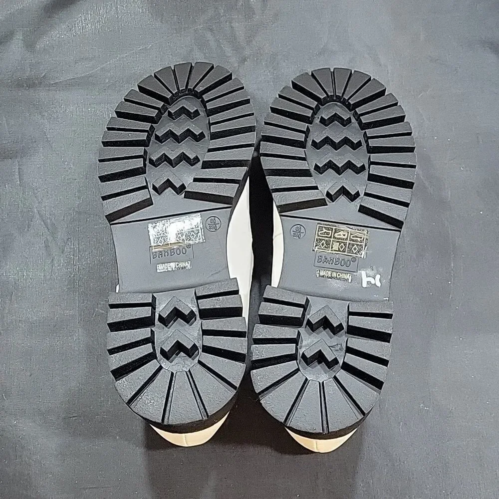 BRAND NEW BAMBOO DOUBLE BUCKLE DECOR FLATFORM MARY JANE SHOES